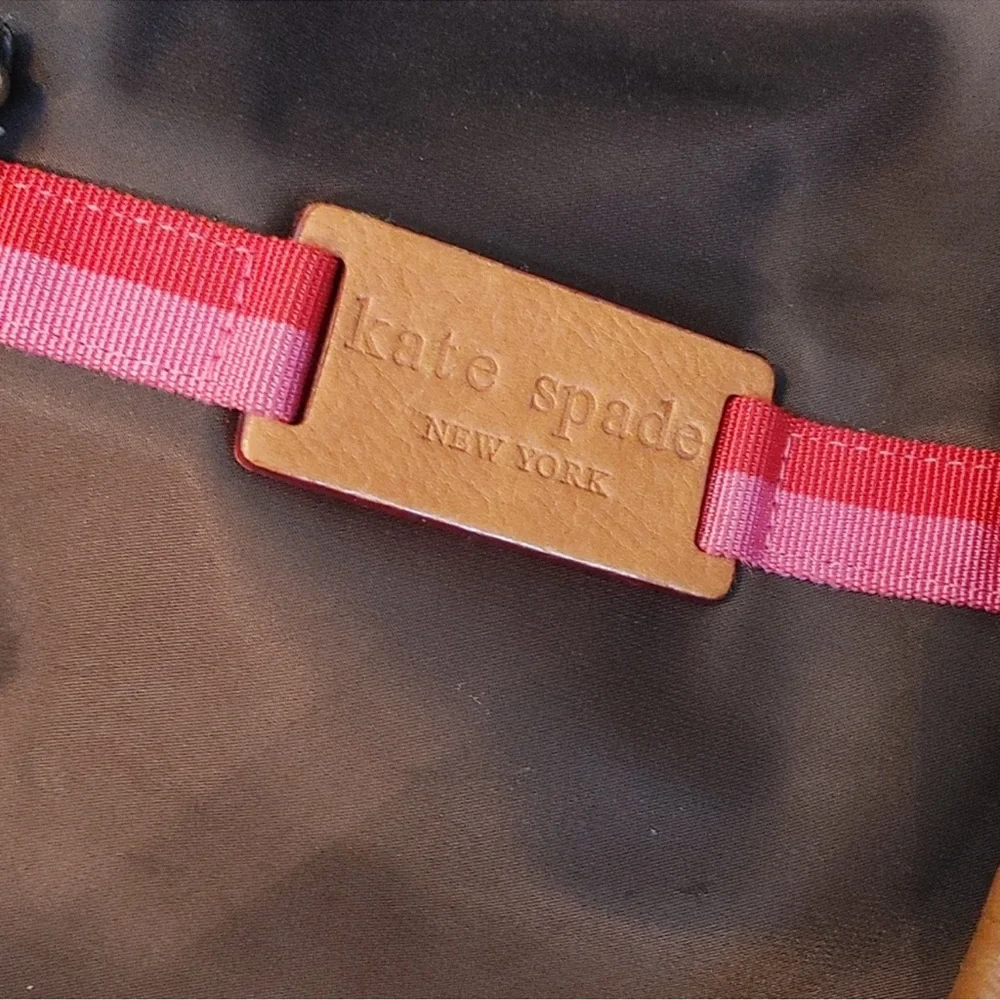 Kate Spade Vintage Brown Nylon & Tan Leather Trim & Handled Women's Satchel - Picture 2 of 16